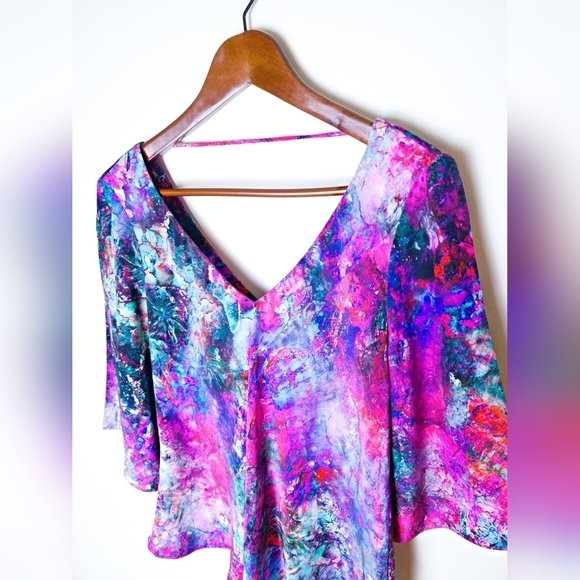 Amanda Uprichard 100% Silk Tie Dye Blouse 3/4 Sleeve Size Medium - Picture 8 of 8